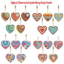 Stitch Diamond Painting Love Heart Shape Keychain Pendant Diamond Mosaic Stitch Art Keyring Bag Craft Decoration Set Diy Gift for Girls