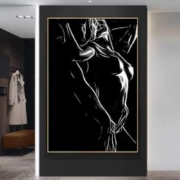 Paintings Black And White Nude Couple Canvas Painting Sexy Body Women Man Wall Art Poster Print Picture For Room Home Decor Cuadro235K