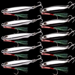 10PC/lot Metal Cast Jig Spoon 10g 15g 20g 30g 40g Lures set With Hook Casting Jigging Fish Sea Bass Fishing Lure Artificial Bait 240306