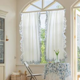Curtains Rustic Chiffon Curtains Lace Curtains Soft and Breathable Yarn Curtain Decorative Bedroom Living Room Window Curtains cortinas
