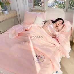 Comforters sets New Ice Silk Soybean Summer Blanket Four-Piece Set Summer Single Airable Cover Summer Double Thin Duvet YQ240313