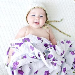 Blankets Classic Purple Flower Cotton Muslin Baby Blanket Swaddle Wrap For Born Better Soft Babies Bedding Bath Towel