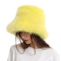 Berets Faux Fur Hat Women Cap Thick Winter Warm Female Fashion For With Earmuffs
