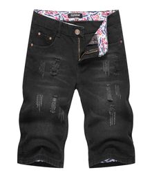 New Style Summer Denim Shorts Mens Black Five Point Trousers European And American Baggy Ripped Jeans4327634