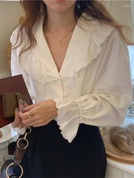 Women's Blouses Casual Elegant Vintage Long Sleeve Cotton Oversize Loose Women Blouse Female Shirt Summer Womens Spring