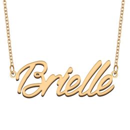 Brielle Name Necklace Custom Nameplate Pendant for Women Girls Birthday Gift Kids Best Friends Jewelry 18k Gold Plated Stainless Steel