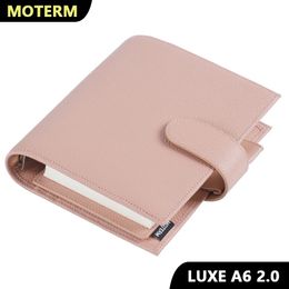Moterm Luxe 2.0 A6 Size Rings Planner with 30 MM Rings Binder Genuine Pebbled Grain Leather Notebook Diary Agenda Organizer 240307