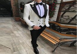 Men 3 Pieces Slim Fit Business Suits Groom Champagne Noble Grey White Tuxedos for Formal Wedding suit BlazerPantsVest5040072