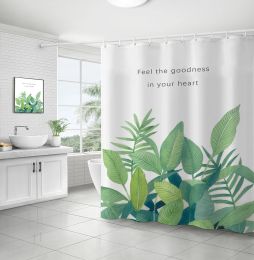 Curtains Nordic Style Green Plant Curtains Waterproof Fabric Cloth Bathroom Decoration Supply Washable Bath Room Curtain douche