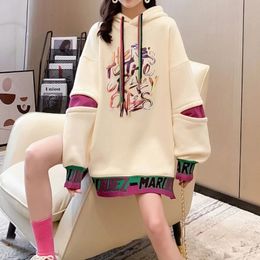 Off White Cute Long Female Clothes Sweatshirts for Women Kawaii Purple Graphic Tops Y2k Japanese Streetwear Thick High Quality E 240301