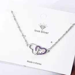 Pendants 925 Sterling Silver Double Heart LOVE Necklaces For Women Fashion Wedding Luxury Quality Jewellery GaaBou Jewellery