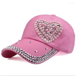 Ball Caps Leisure Hip- Rhinestone Hat Fashion Heart Printed Baseball Cap Woman Y2k Outdoor Sports