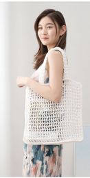 Tote Bag Designer bag Straw bag beach bag Fashion Mesh Hollow Woven for Summer Straw bag Vacation bag Large capacity shopping bag Women's fashion versatility Khaki 01