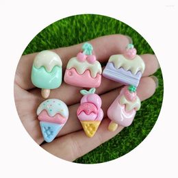 Decorative Flowers Simulation Sweet Ice Cream Cake Flatback Resin Popsicle Cabochon Scrapbooking For Phone Decor DIY Crafts Accessories