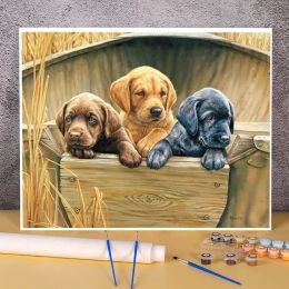 Number Animal Dog Labrador Colouring By Numbers Painting Kit Acrylic Paints 50*70 Oil Painting Wall Decoration Crafts For Handiwork