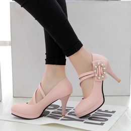 Dress Shoes QPLYXCO Zapatos De Mujer 2024 Sweet Fashion Shallow White Black Pink Platform Heels Women Wedding Bride Big Size 43 7106