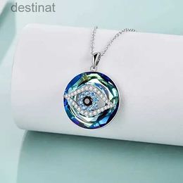 Pendant Necklaces Unique Fashion Round Crystal Blue Evil Eye Pendant Necklace for Women Good Luck Round Eye Necklace Birthday Party Jewellery GiftL242313