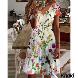 Designer Women's Fashion Casual Dress Summer New Print Wave Neck Short Sleeve Medium Length Dress clothing ladies dresses Women Dress Casual skirts for women AMG4