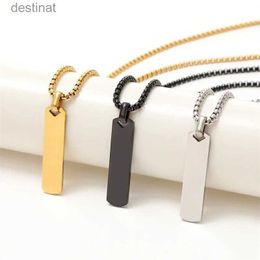 Pendant Necklaces 10pcs 9.5*45MM Simple Stainless Steel Solid Rectangular Geometric Necklace For Women Fashion Jewellery Accessories Free ShippingL242313