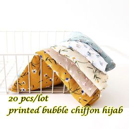 New design Printed bubble chiffon scarf hijab flower long shawls women floral head scarf fashion muslim headband scarves 20pcs312F