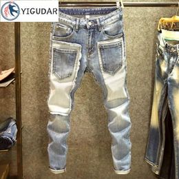 Men's Jeans Spring And Autumn Fashion Personality Retro Slim Fit Pants American Motorcycle Small Feet Pencil For Men