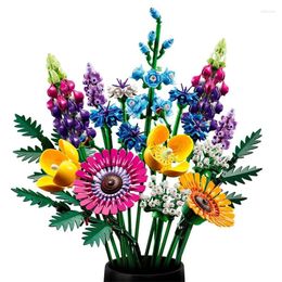 Decorative Flowers Funny Joy Eternal Artificial Chrysanthemum Flower Home Decoration Wildflower Bouquet Building Blocks Girls Gift Children