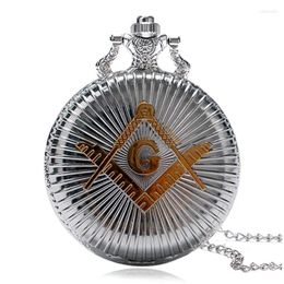 Pocket Watches Fashion Masons Freemasonry Watch Woman Man Vintage Antique Pendant G Fob Classic Silver And Golden P1032