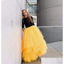 Skirts Fashion Yellow Maxi Adt Long Tutu Tle Tiered Layers Bust For Women Stylish Party Homecoming Dresses Drop Delivery Apparel Wom Dh082