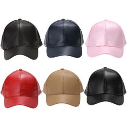 Ball Caps Unisex Men Women PU Leather Baseball Cap Snapback Outdoor Sport Adjustable Fashionable Hat Red khaki black pink navy Blu304b