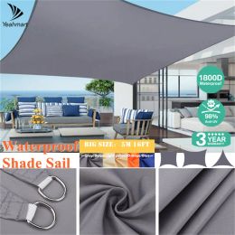 Nets 5M 16ft 300GSM Waterproof Awning Sunshade Sun Shade Sail For Outdoor Garden Beach Camping Patio Pool Sun Canopy Tent Sun Shelter