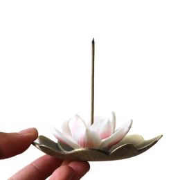 Burners Antique Ceramic Lotus Pure Copper Incense Plate Sandalwood Stick Incense Holder Censer Aroma Burner Home Decor