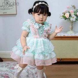 Girl's Dresses Lolita Baby Spanish Princess Dress for Summer Kids Flower Sleeveless Clothes Boutique ldd240313