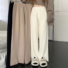 Women's Pants 2024 Autumn And Winter Knitted Wide-Legged Pant Female High-Waisted Loose Slim Casual Draped Straight Open Mop