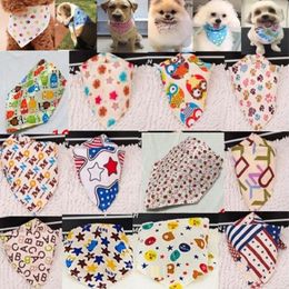 Whole 50pcs lot New Mix 50 Colours Dog Apparel Adjustable Puppy Pet bandanas Cotton Most Fashionable PV01310L