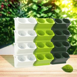 Indoor and Outdoor Balcony Plant Non-perforated Flowerpot Vertical Green Bamboo Strawberry Plant Wall-mounted Flower Gardening 240311