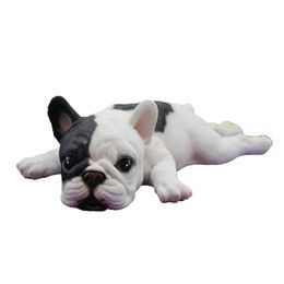 Cute Lying Down Sleeping French Bulldog Puppy Lifelike Figurine Statue Kids Gift Toys C0220326i