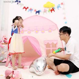Toy Tents 1.35M Portable Childrens Tent Toys for Kids Folding Tents Baby Play House Large Girls Pink Princess Castle Children Room Decor L0313