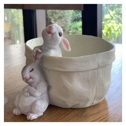 Planters Cartoon Resin Rabbit Planters Flower Pots Hydroponic Planters Succulent Plant Pots Gardening Decorative Supplies Potted Plants P