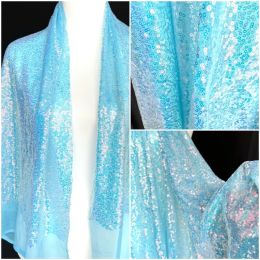 Fabric 3mm sequin fabric magic Colour aqua blue sequin encrypted performance dress decoration wedding dress fabric