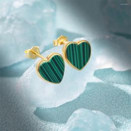 Dangle Earrings AIDE 925 Sterling Silver Heart Shaped Malachite Pendant For Women Girl Mother's Valentine's Day Exquisite Gift Jewellery