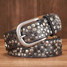 Cintura con rivetti in pelle PU 37CM Cintura con borchie da donna moda donna Cintura da roccia femminile di alta qualità per jeans 240226