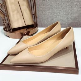 Dress Shoes Pointed Toe Soft Sheepskin Leather Thin Heel 3CM High Heels Pumps Women Simple Office Comfortable Work Female