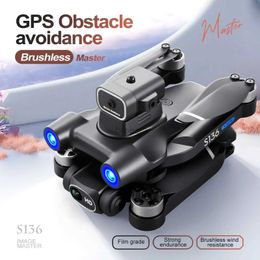 Drones S136 GPS Rc Drone 4K HD Dual Camera Professional 5G Aerial Photography Obstacle Avoidance Brushless Automatic Return Helicopter ldd240313