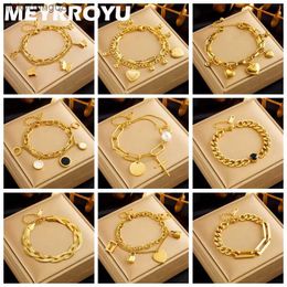 Bangle MEYRROYU 316 Stainless Steel Butterfly Heart Belt Twist Multilayer Chain Bracelet For Women Jewellery Party Gifts Bijoux PulseraL2403