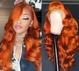 13x4 HD Transparent Lace Front Wigs Human Hair Ginger Orange Body Wave Human Hair Wig 180% Density Orange Wigs for Women