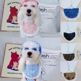 Fashion Brand Letters Embroidery Pet Saliva Towels Dog Apparel Luxury Pet Bandanas 8Colors Personality Charm Teddy Bulldog Triangl335x