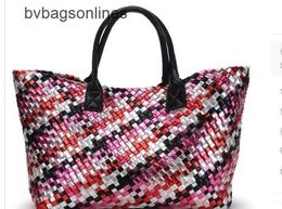 Original Bottegs Venetas Arco Tote Bag 2024 New South Korean Colorful Woven High Capacity Net red Simple and Fashionable Mother Child Handheld Shoulder H218