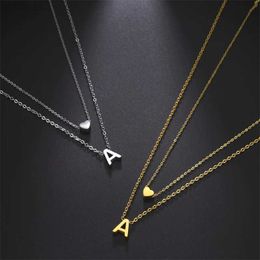 Pendant Necklaces Fashion Tiny Heart Initial Necklace Gold Silver Colour Multilayer Letter Choker Necklace For Women Charm Pendant Jewellery Gift L24313