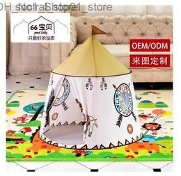 Toy Tents Toy Tents Kid Teepee Tent House 123*116cm Portable Princess Castle Present for Kids Children Play Toy Tent Birthday Christmas Gift Q231220 L240313