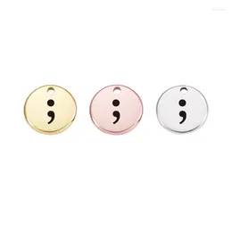 Charms 10mm Stainless Steel Small Tag Symbol Semicolon - Your Own Logo Charm Pendant